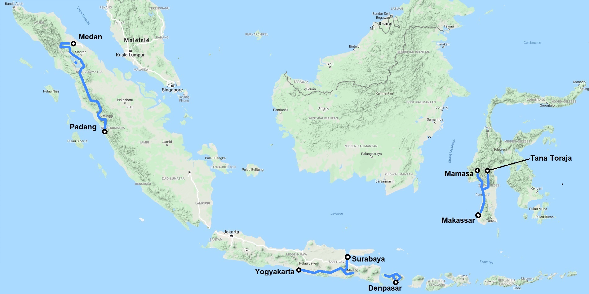 Route Indonesië-reis