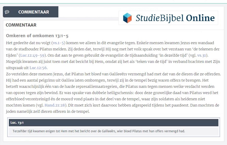 Luc13.1 commentaar studiebijbel
