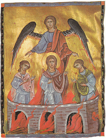 In de brandende oven (Toros Roslin, Armeens kunstenaar, 13e eeuw)