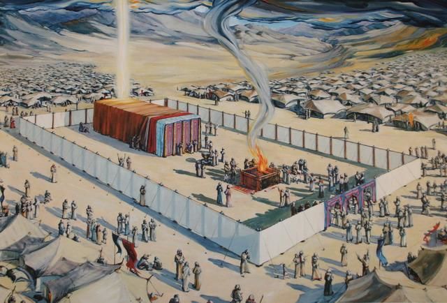 het tentenkamp van het volk Israel met de tabernakel