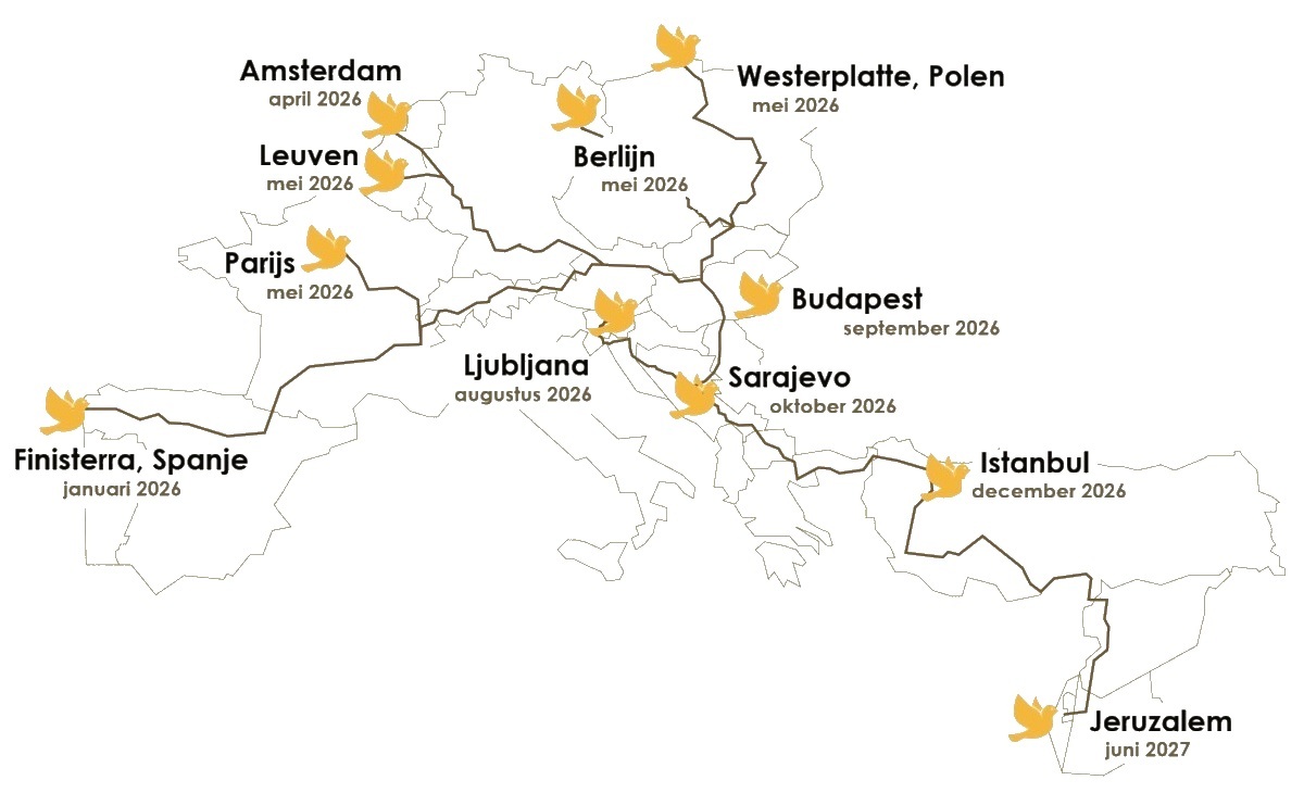 PeaceWalk kaart startpunten Europa
